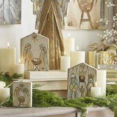 O Holy Night Wood Textured Block Set of 2