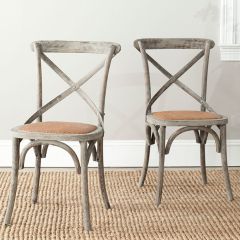 Oak and Rattan Dining Chair, Set of 2