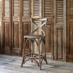 Oak Cross Back Counter Stool