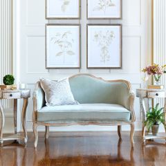 Oak Frame Velvet Upholstered Loveseat