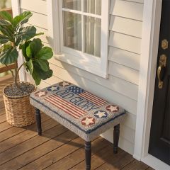 Old Glory Covered Wood Bench