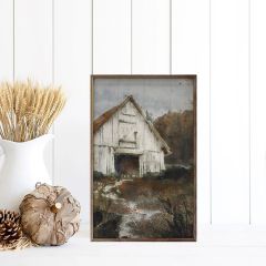 Old White Barn By Nina Blue Wall Art