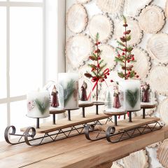 Old World Santa Under Glass Dome Set of 2