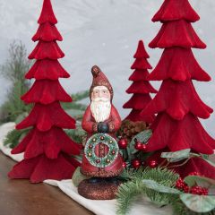 Old World Santa With Wreath Mache Figure