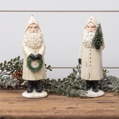 Old World Shimmering Santa Figurine Set of 2