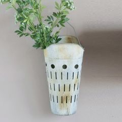 Distressed Metal Olive Bucket