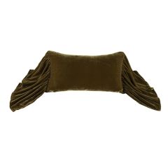 Olive Green Long Ruffle Velvet Accent Pillow