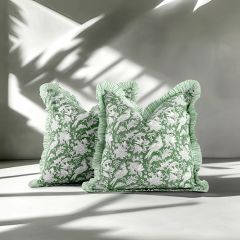 Olive Green Ruffle Throw Pillow Cover Set of 2
