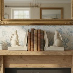 Open Book Bunny Rabbit Bookend Set of 2