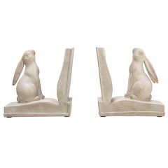 Open Book Bunny Rabbit Bookend Set of 2
