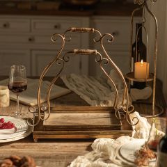 Open Frame Metal Tray With Handle Set of 2