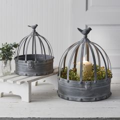 Open Metal Bird Cloche Set of 2