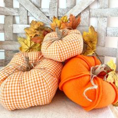 Orange Gingham Harvest Pumpkin Set of 3
