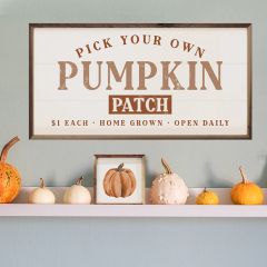 Orange Pick Your Own Pumpkin White Wall Art
