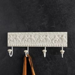 Ornate 4 Hook Metal Wall Rack