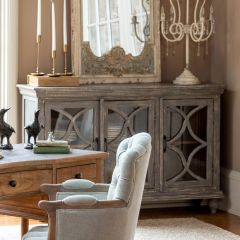 Ornate Door Gray Washed Sideboard