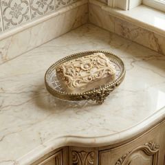 Ornate Elegance Oval Glass Soap Dish