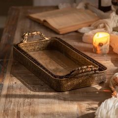 Ornate Filigree Tray With Handles Set of 2