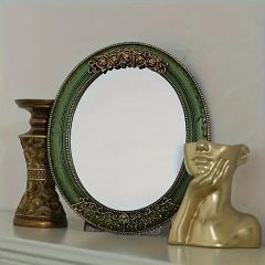 Ornate Green Framed Oval Mirror