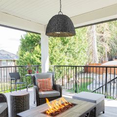 Outdoor Black Wicker Shade Pendant Light