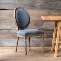 Oval Back French Blue Dining Chair