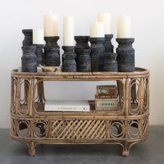 Oval Bamboo And Glass Table