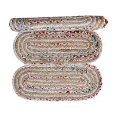 Oval Cotton Chindi and Jute Accent Rug