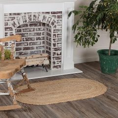 Oval Jute Accent Rug With Pad