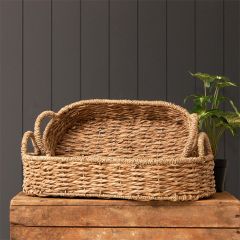 Oval Seagrass Basket With Handle Set of 2