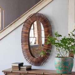 Oval Vintage Rolling Pin Wall Mirror
