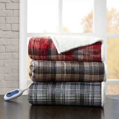 Oversized Plaid Heated Throw Blanket