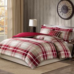 Oversized Plaid Print Reversible Comforter Set
