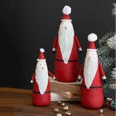 Painted Canvas Santa Figurines Set of 3