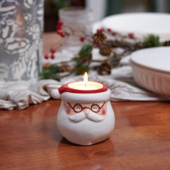 Painted Ceramic Santa Tealight Holder Set of 4