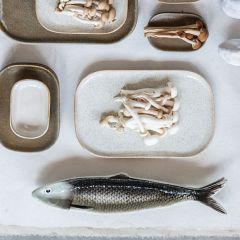 Painted Ceramic Sardine Serving Dish Set of 2