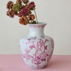 Painted Floral Pattern Stoneware Vase
