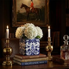 Painted Floral Stoneware Jar With Lid