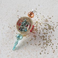 Painted Glass Finial Ornament With Trees