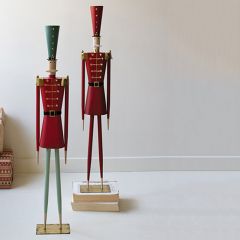 Painted Metal Christmas Soldier Set of 2