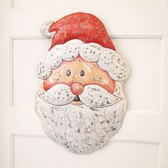 Painted Metal Jolly Santa Door Hanger