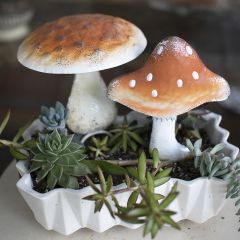 Painted Metal Mushroom Stake Set of 2