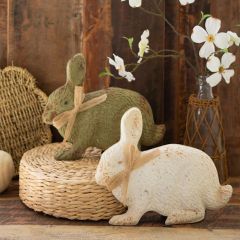 Painted Metal Rabbit Set of 2