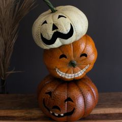 Painted Metal Stacked Jack O Lanterns