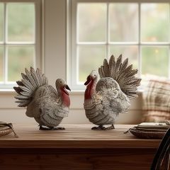 Painted Metal Tabletop Turkey Set of 2