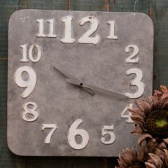 Painted Numbers Square Metal Wall Clock