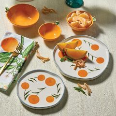 Painted Oranges Stoneware Dessert Plate Set of 4