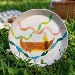 Painted Party Pup Dessert Plate Set of 4