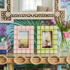 Painted Plaid Stoneware Photo Frame Set of 2