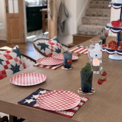Painted Red Gingham Check Plate