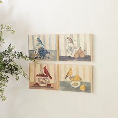 Painted Still Life Bird Wall Art Set of 4